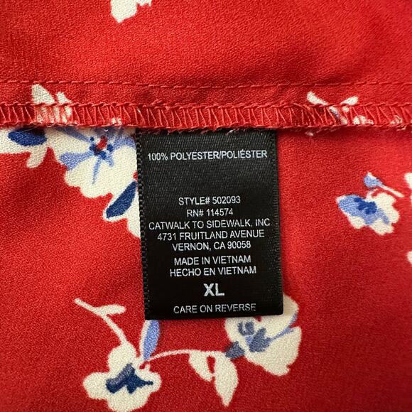 Floral Red Women's Top - Picture 5 of 8